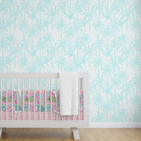 Preppy Summer Palm Trees Peel & Stick Wallpaper - gender_girl, Preppy Summer, Theme_Tropical