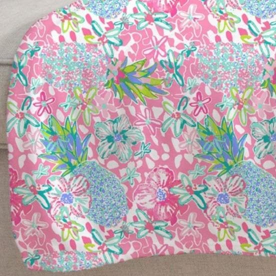 Preppy Summer Pineapple Minky Blanket - gender_girl, Personalized_No, Preppy Summer