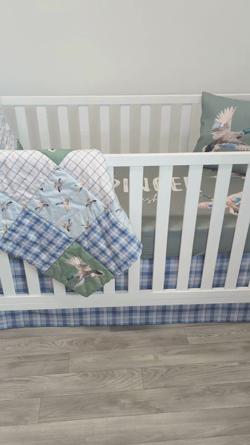 Duck Hunting Blue Plaid Crib Skirt