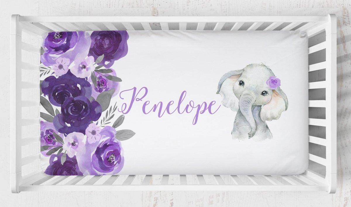 Purple Floral Elephant Nursery Starter Set - gender_girl, Purple Floral Elephant, text