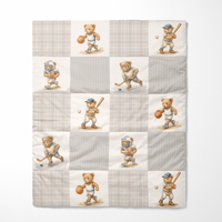 Organic Cotton Baby Quilt | Varsity Teddy