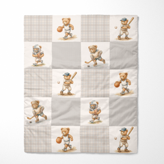 Organic Cotton Baby Quilt | Varsity Teddy