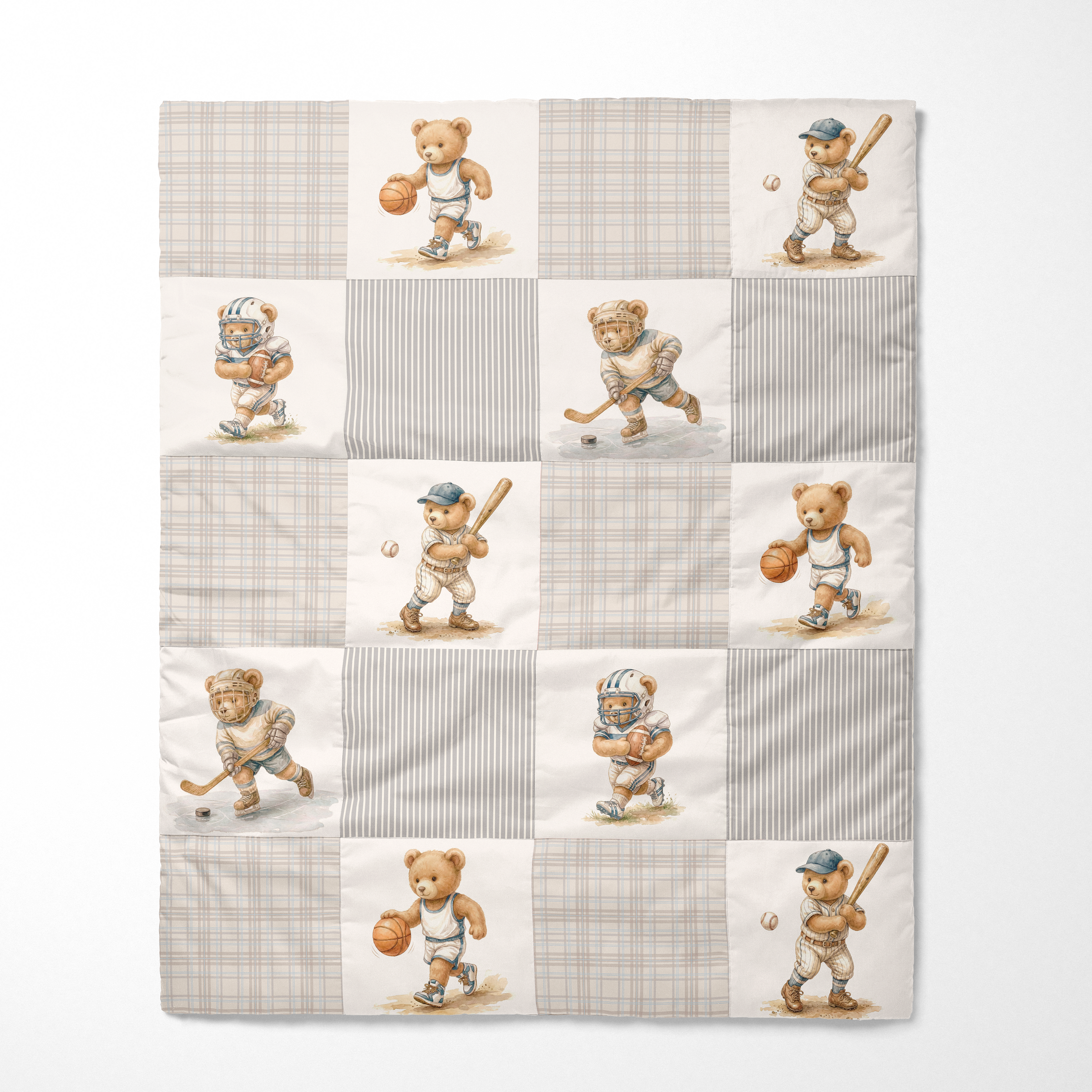 Organic Cotton Baby Quilt | Varsity Teddy