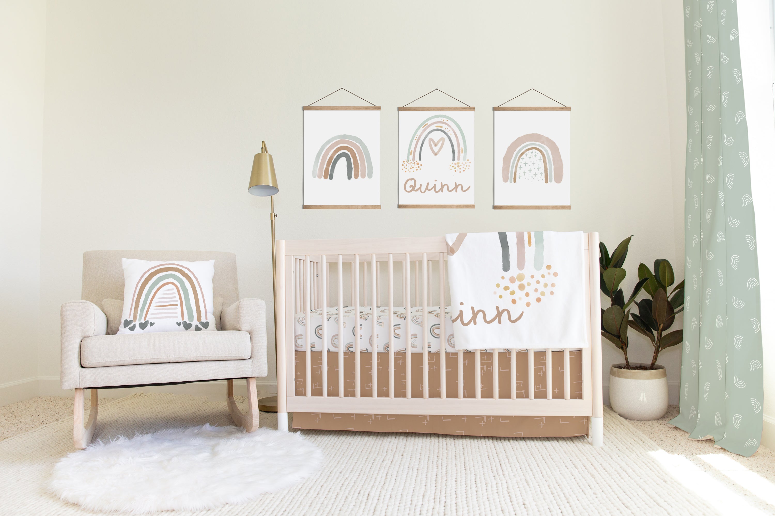 Watercolor Rainbow Nursery Starter Crib Bedding Set