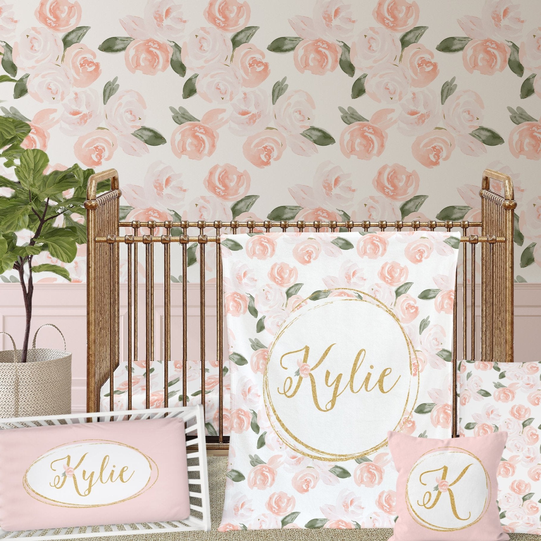 Watercolor Floral Nursery Starter Crib Bedding Set
