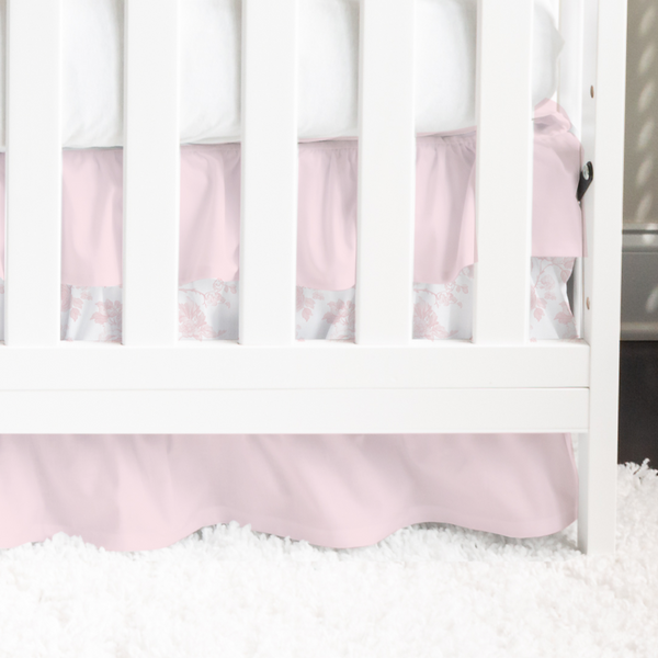 Fancy Bow Toile Ruffled Crib Skirt