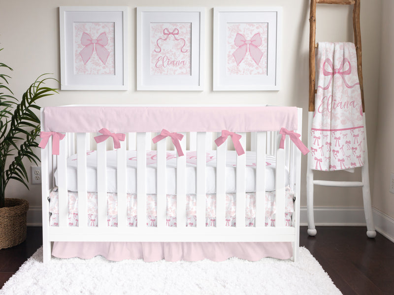 Fancy Bow Solid Pink Crib Rail Cover
