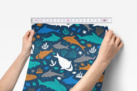 Shark Play Peel & Stick Wallpaper - gender_boy, Theme_Ocean,