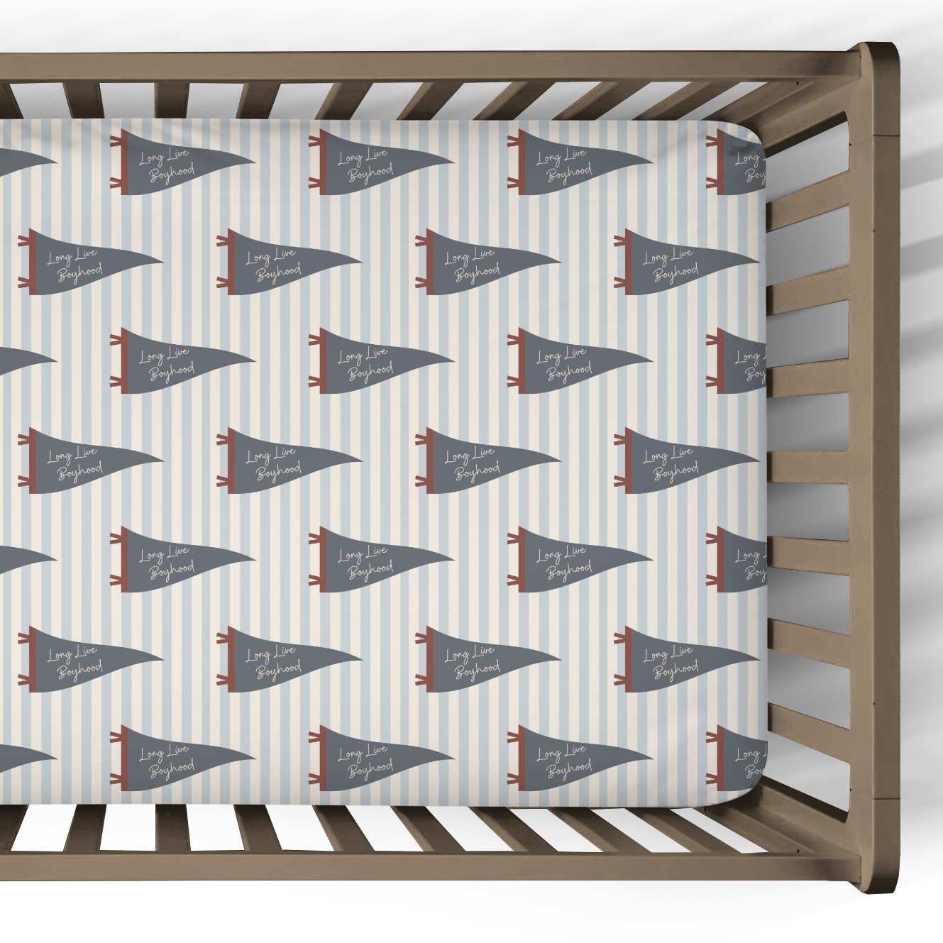 Crib Sheet | Boyhood Pennant Stripe Sky
