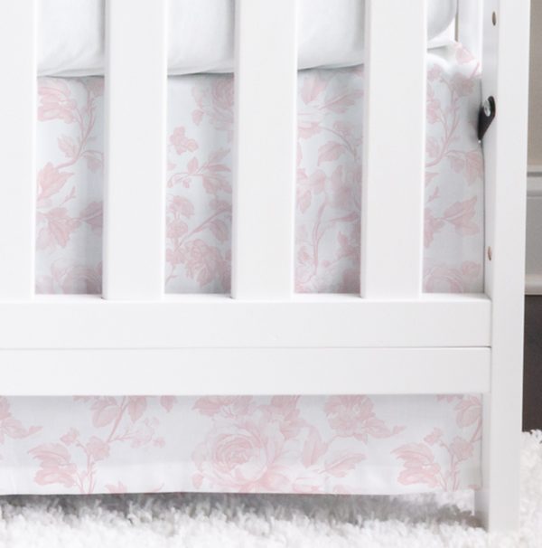 Fancy Bow Toile Crib Skirt