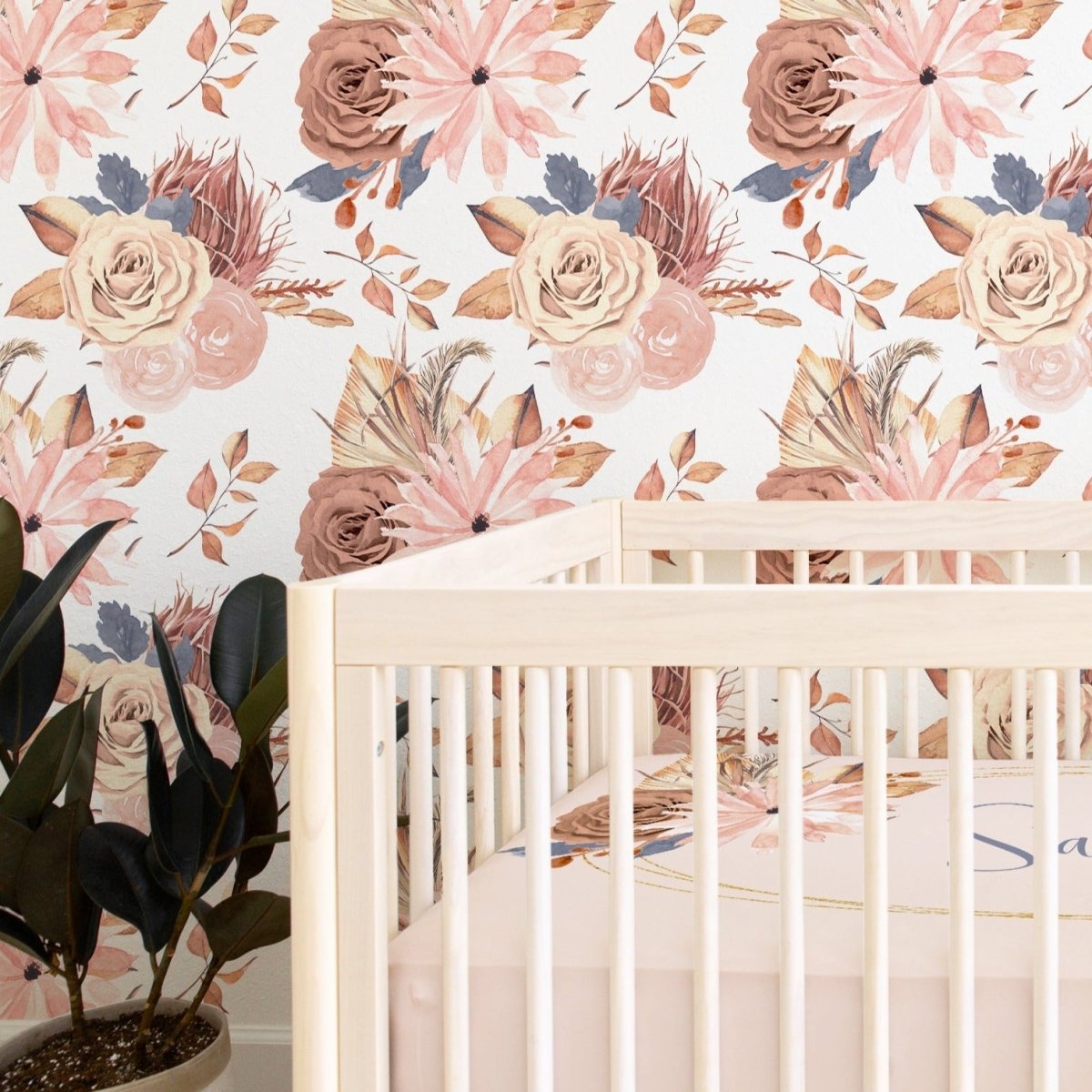 Soft Boho Floral Peel & Stick Wallpaper - gender_girl, Theme_Boho, Theme_Floral