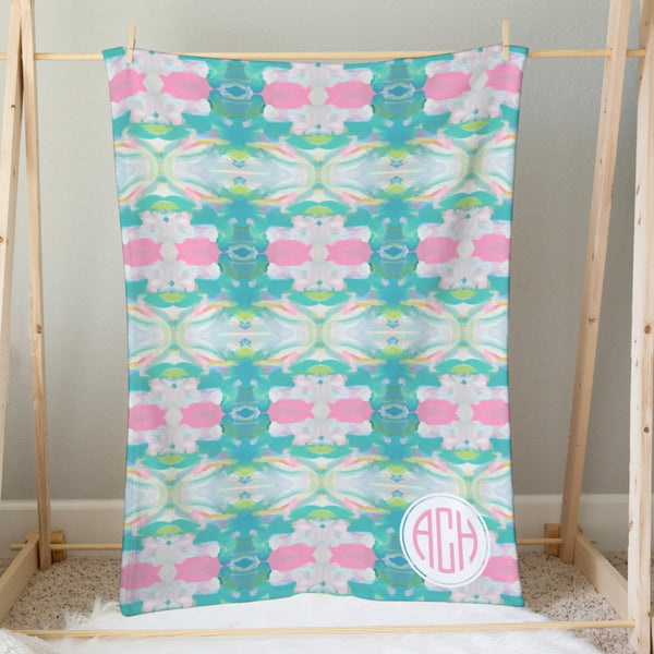 Southern Preppy Abstract Monogrammed Minky Blanket - gender_girl, Personalized_Yes, Southern Preppy