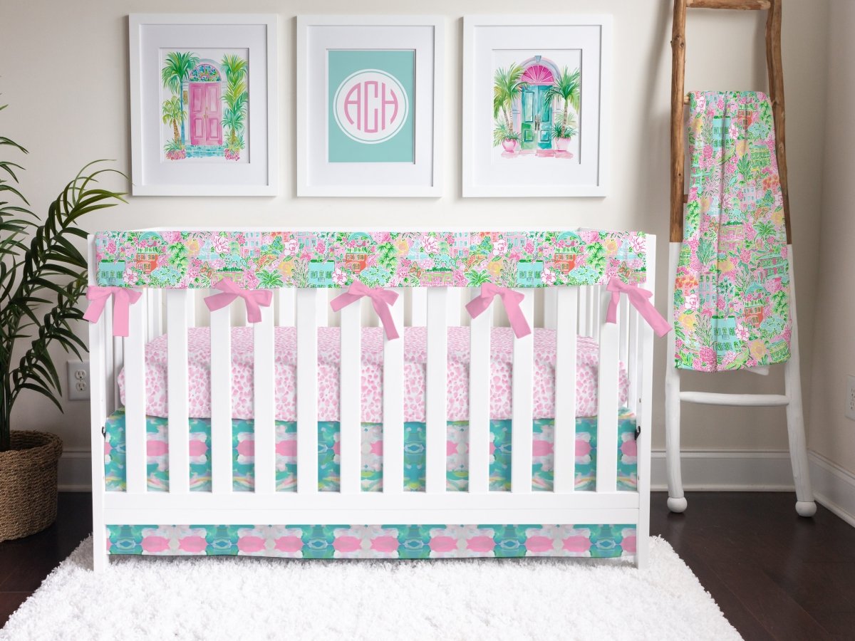 Southern Preppy Charleston Crib Rail Guards - gender_girl, Southern Preppy, Theme_Tropical