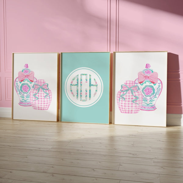 Southern Preppy Ginger Jar Personalized Nursery Art - gender_girl, Southern Preppy, text
