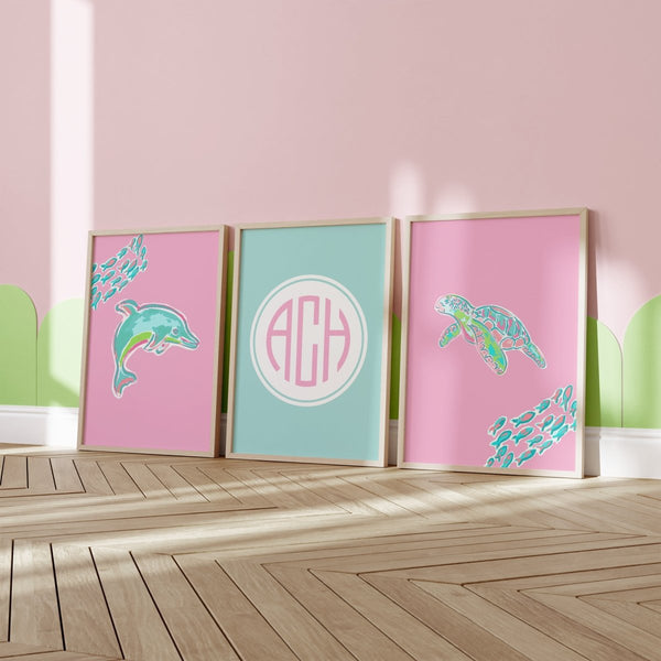 Southern Preppy Monogrammed Personalized Nursery Art - gender_girl, Southern Preppy, text