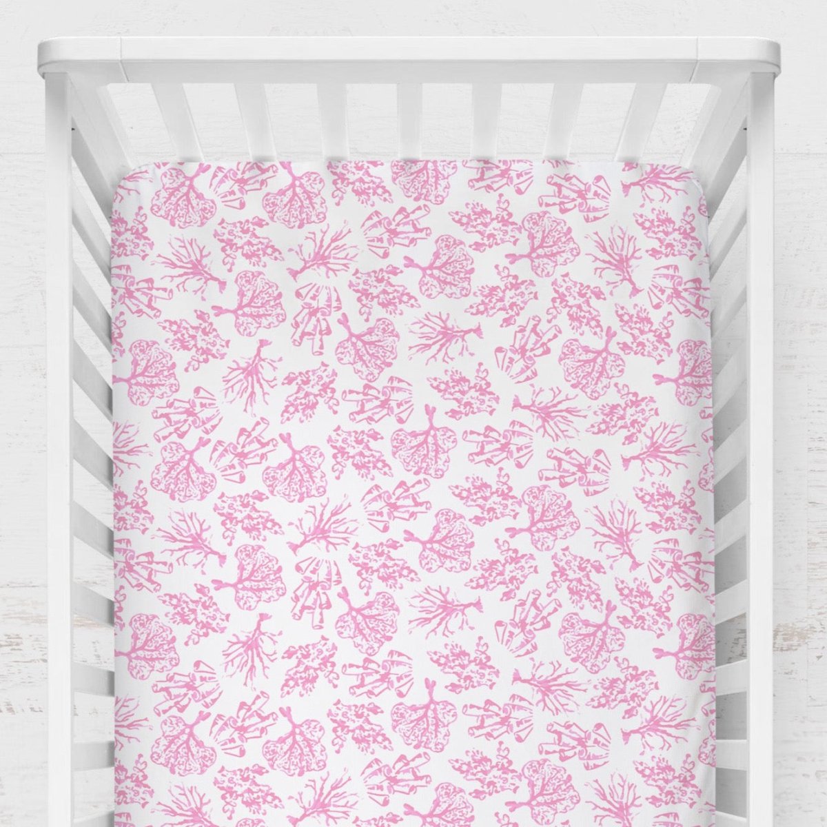 Southern Preppy Pink Coral Crib Sheet - gender_girl, Southern Preppy,