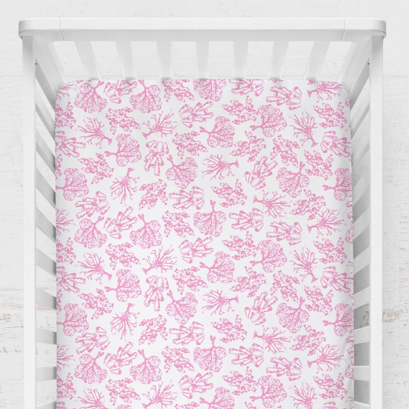 Southern Preppy Pink Coral Crib Sheet - gender_girl, Southern Preppy,