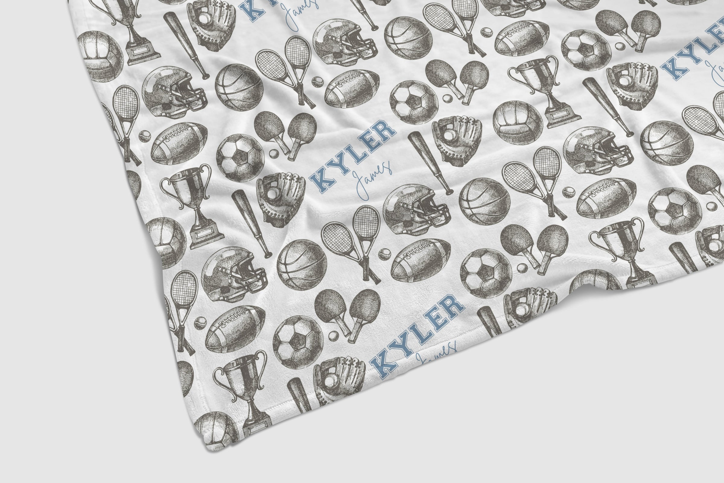 Vintage Sports Personalized Baby Blanket - gender_boy, Personalized_Yes, text