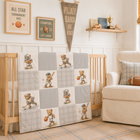 Organic Cotton Baby Quilt | Varsity Teddy