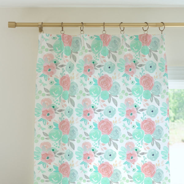 Spring Floral Curtain Panel - gender_girl, Spring Mint Floral, Theme_Floral
