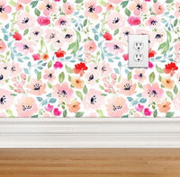 Spring Watercolor Floral Peel & Stick Wallpaper - , ,
