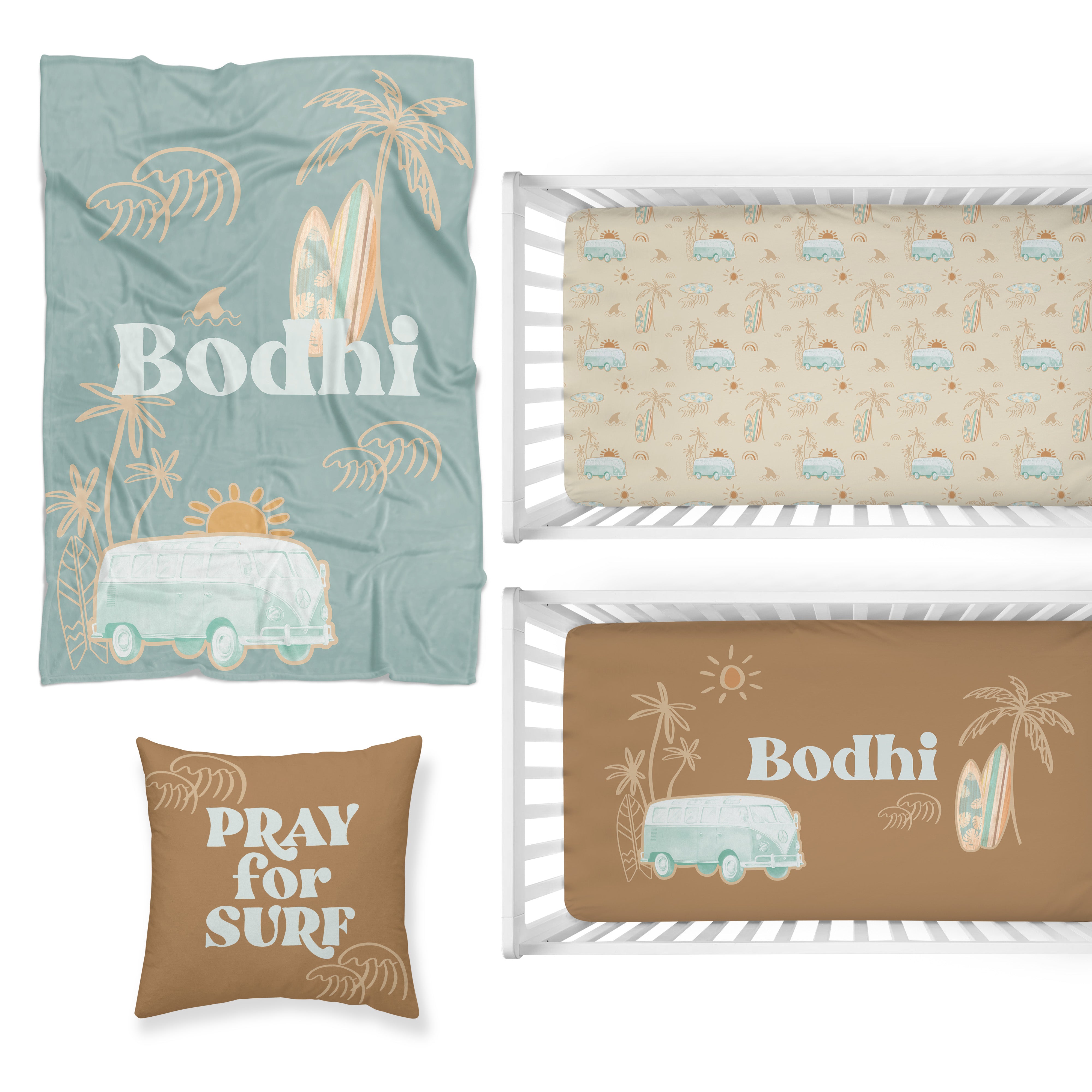 Boho Surfer Nursery Starter Crib Bedding Set