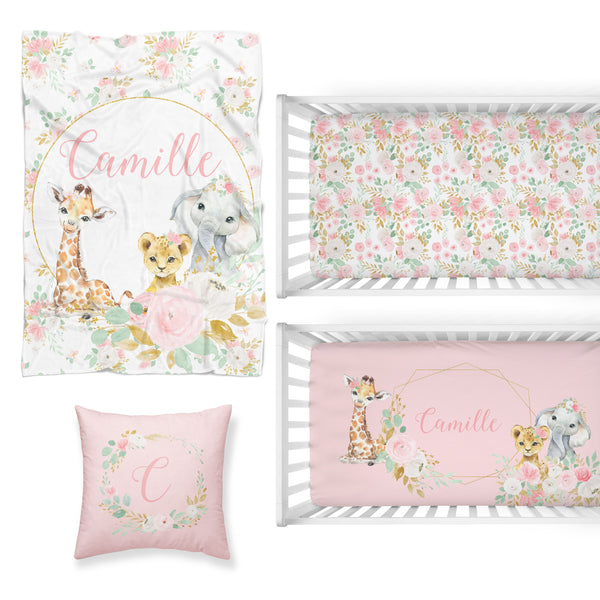 Floral Jungle Nursery Starter Crib Bedding Set