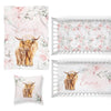 Highland Cow Floral Nursery Starter Crib Bedding Set