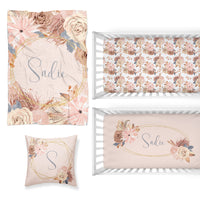 Soft Boho Floral Nursery Starter Crib Bedding Set