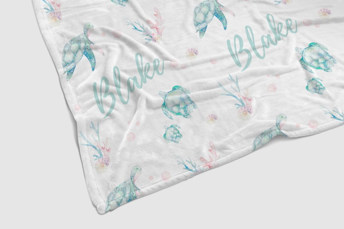 Sweet Sea Turtles Personalized Baby Blanket - gender_boy, gender_girl, gender_neutral