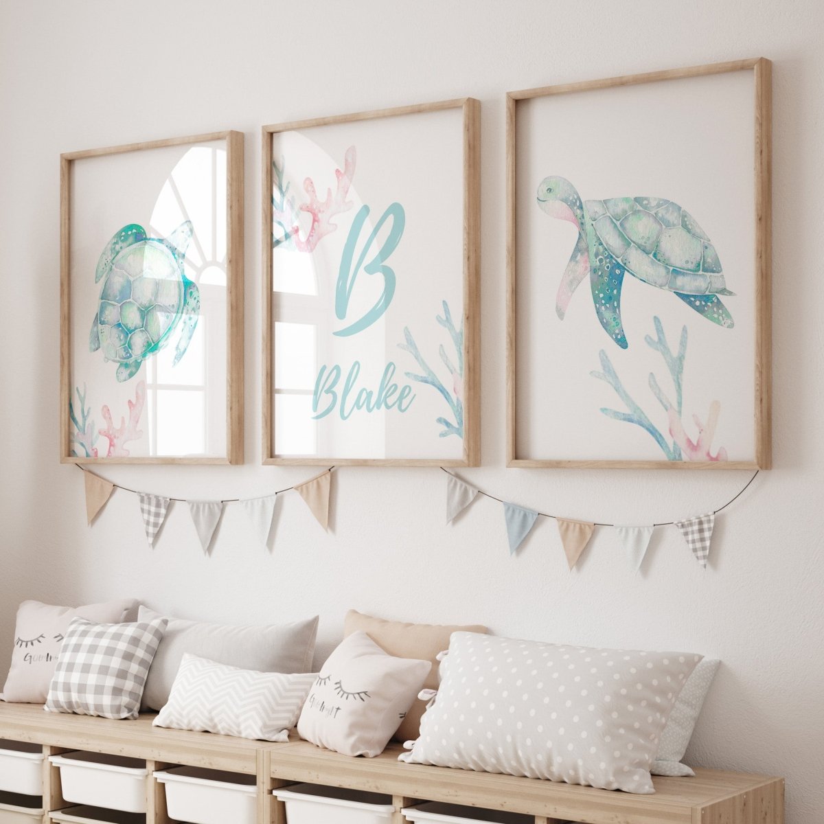Sweet Sea Turtles Personalized Nursery Art - gender_boy, gender_girl, gender_neutral