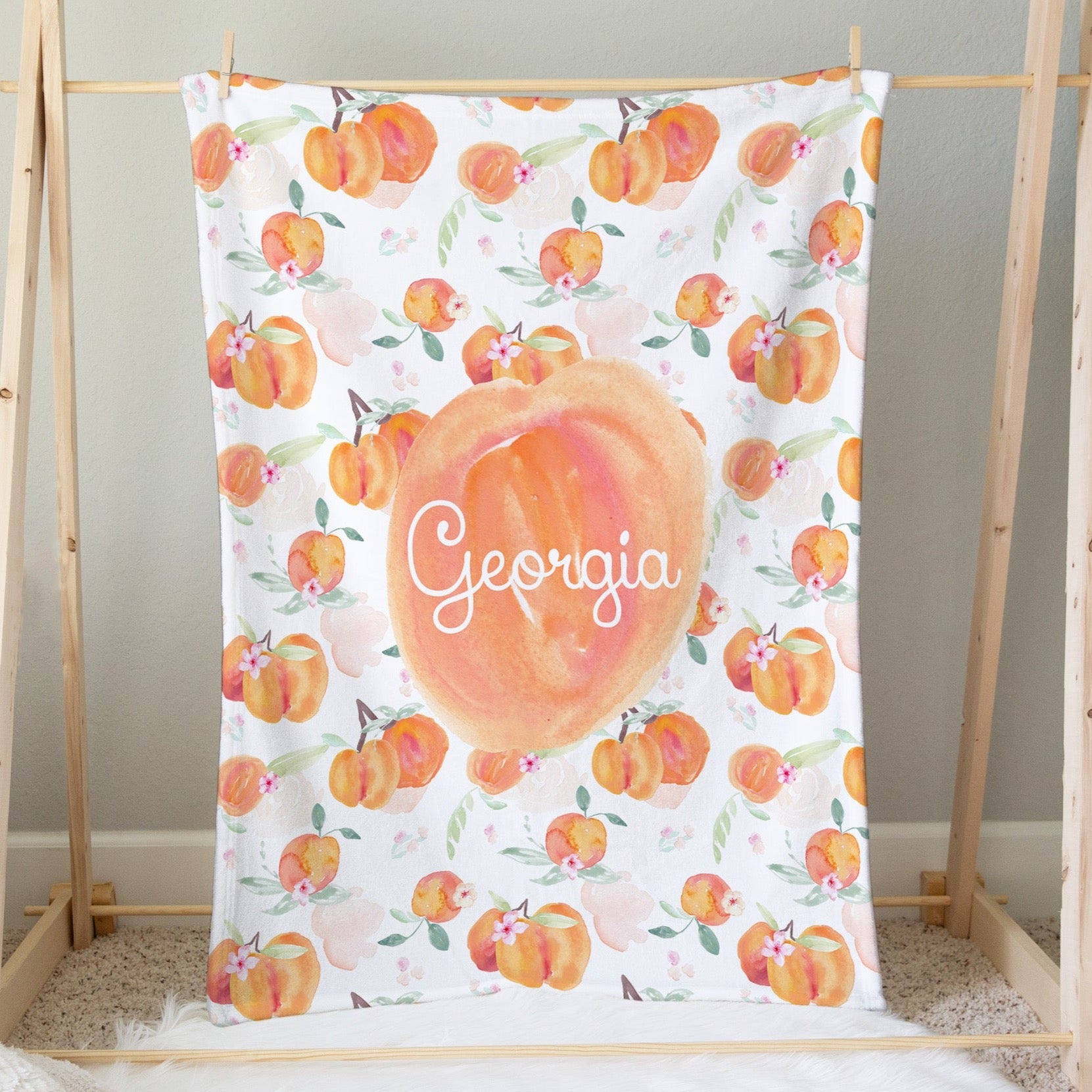 Sweet Georgia Peach Personalized Minky Blanket - gender_girl, Personalized_Yes, Sweet Georgia Peach