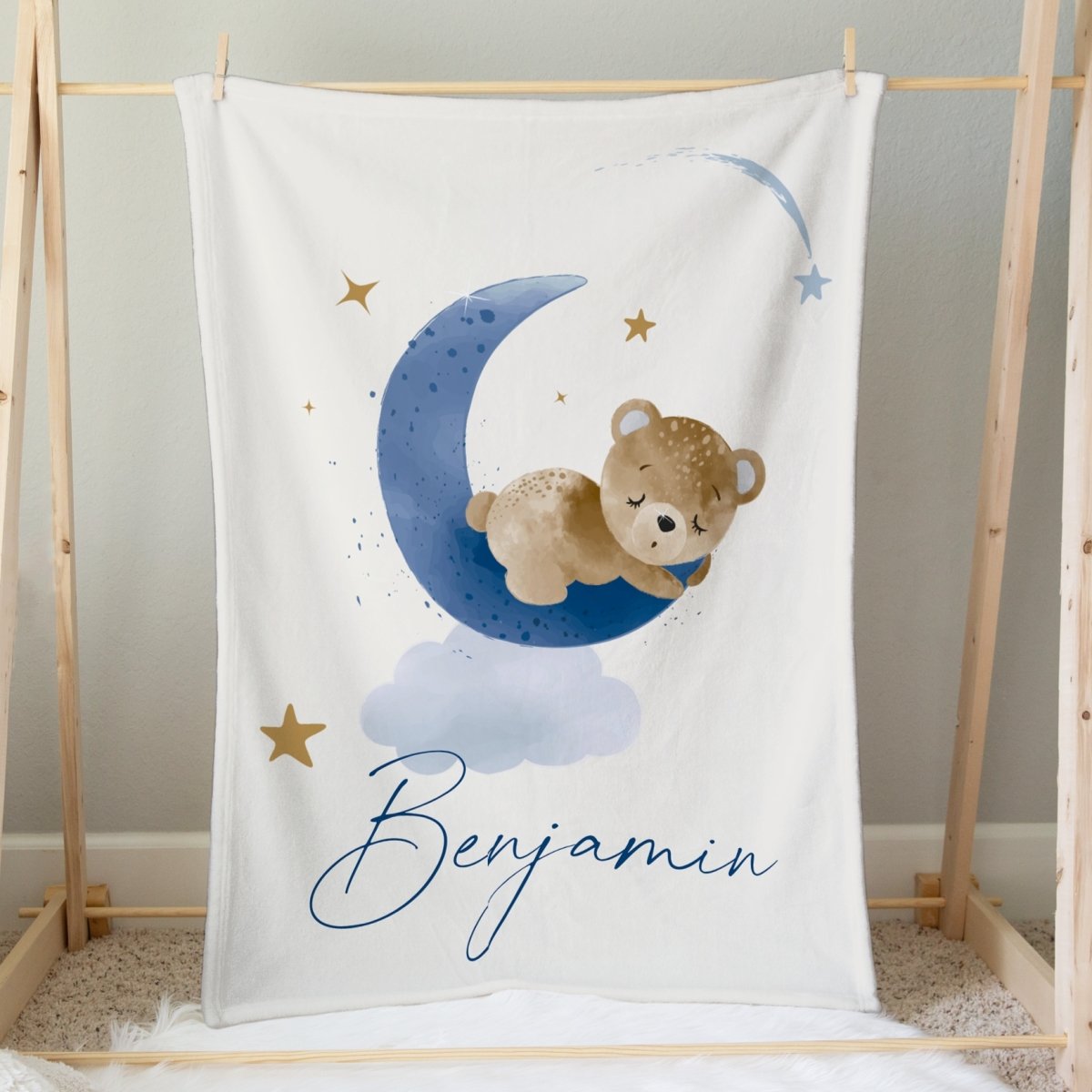 Teddy Bear Personalized Minky Blanket - gender_boy, Personalized_Yes, Teddy Bear