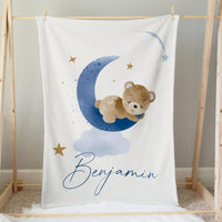 Teddy Bear Personalized Minky Blanket - gender_boy, Personalized_Yes, Teddy Bear