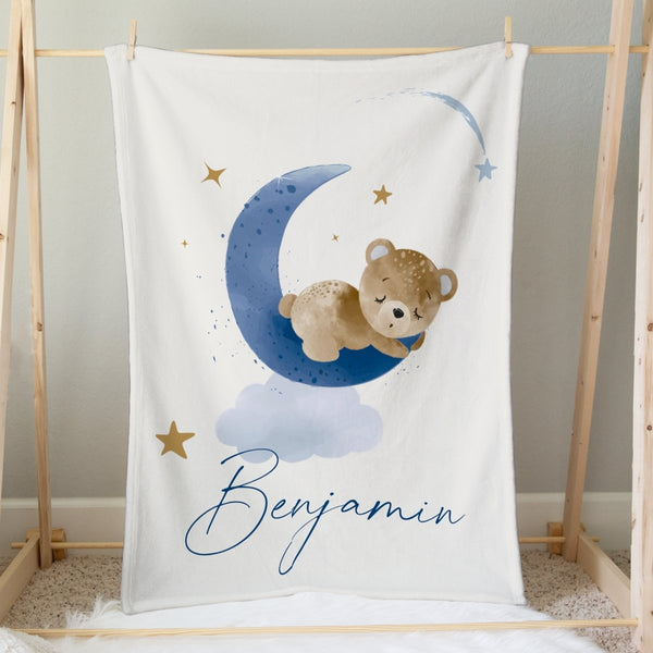 Teddy Bear Personalized Minky Blanket - gender_boy, Personalized_Yes, Teddy Bear