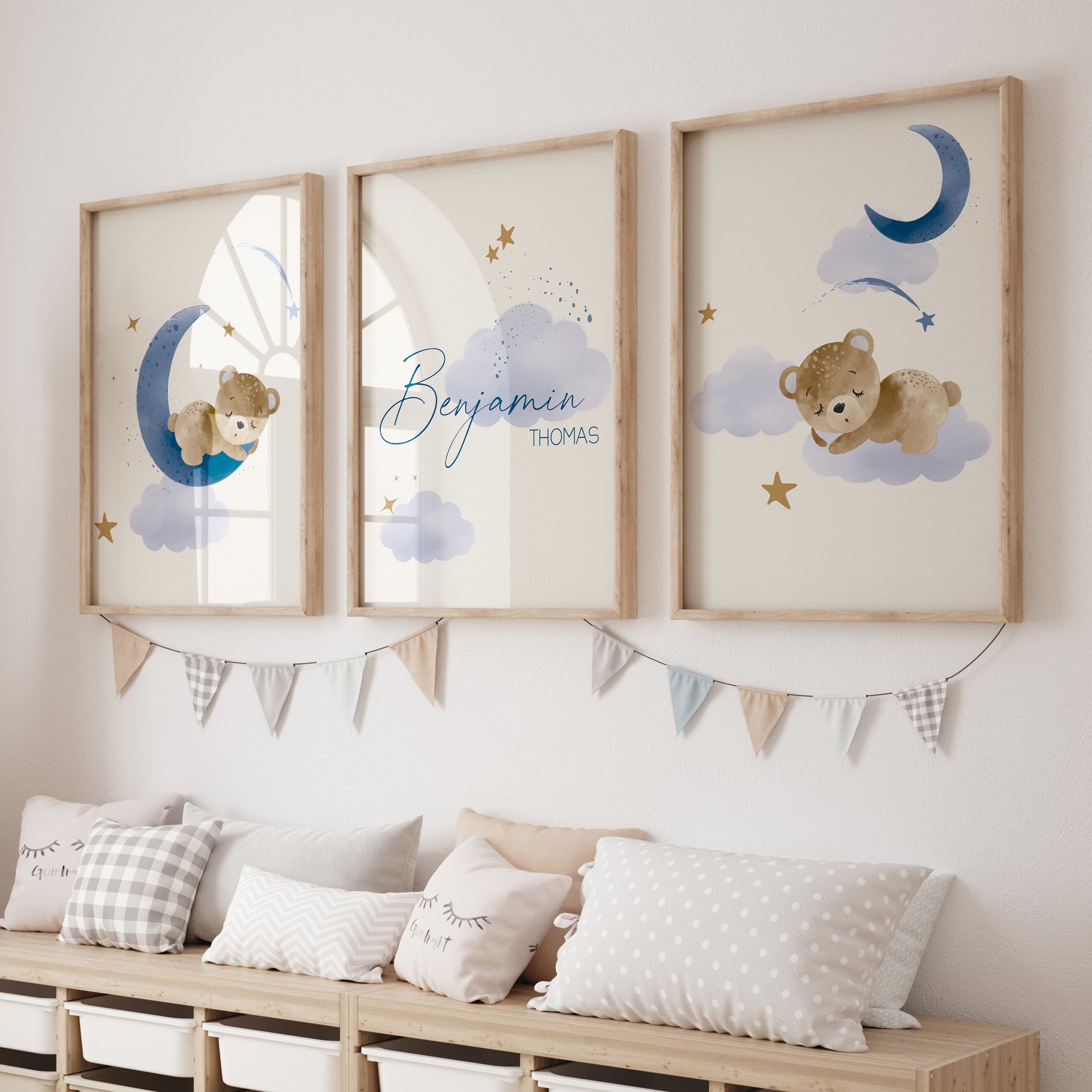 Teddy Bear Personalized Nursery Art - gender_boy, Teddy Bear, text