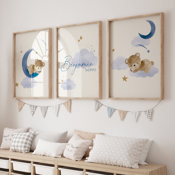 Teddy Bear Personalized Nursery Art - gender_boy, Teddy Bear, text
