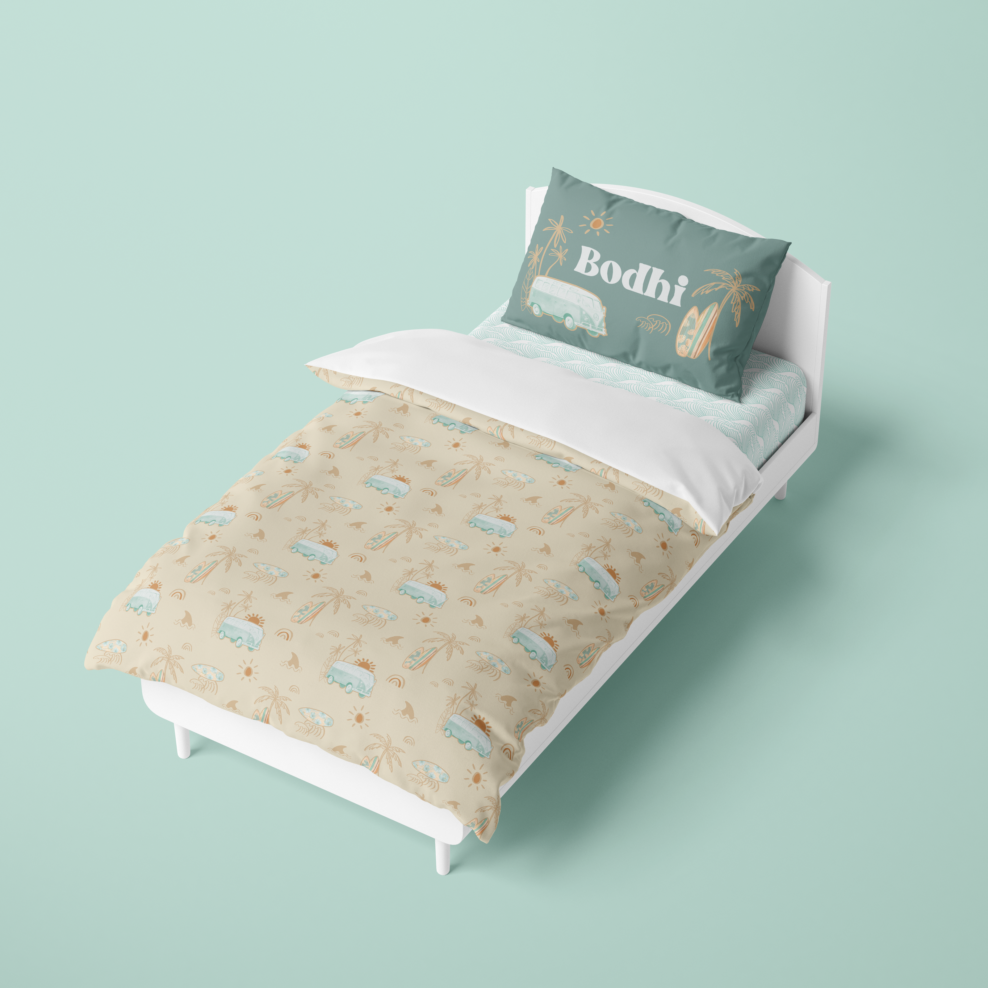 Boho Surfer Toddler Bedding Set (Comforter or Duvet Cover)