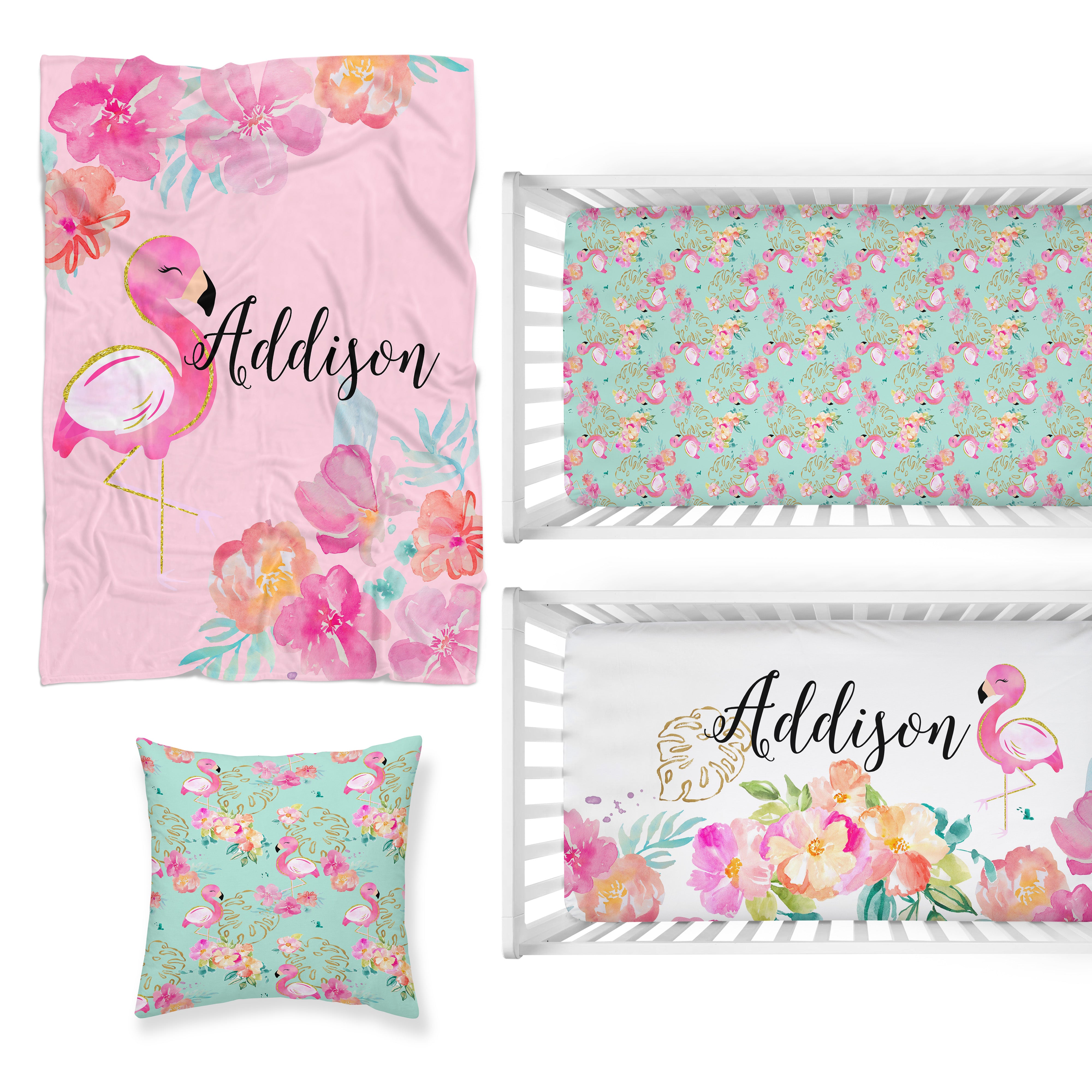 Tropical Flamingo Nursery Starter Crib Bedding Set