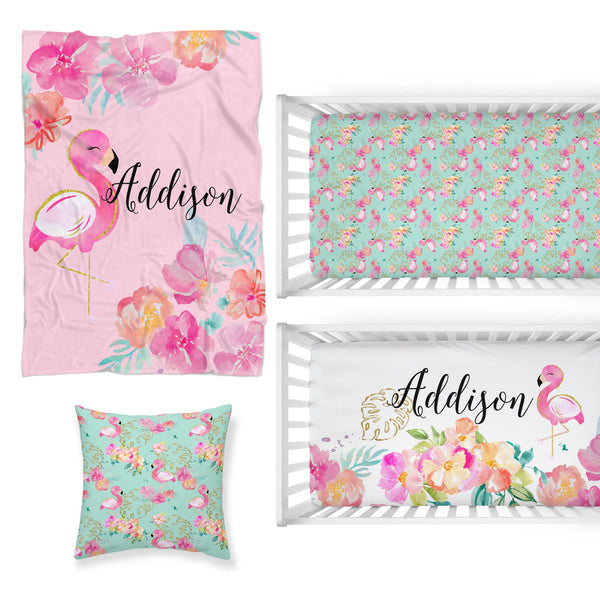 Tropical Flamingo Nursery Starter Crib Bedding Set