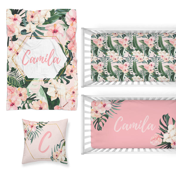 Tropical Floral Nursery Starter Crib Bedding Set