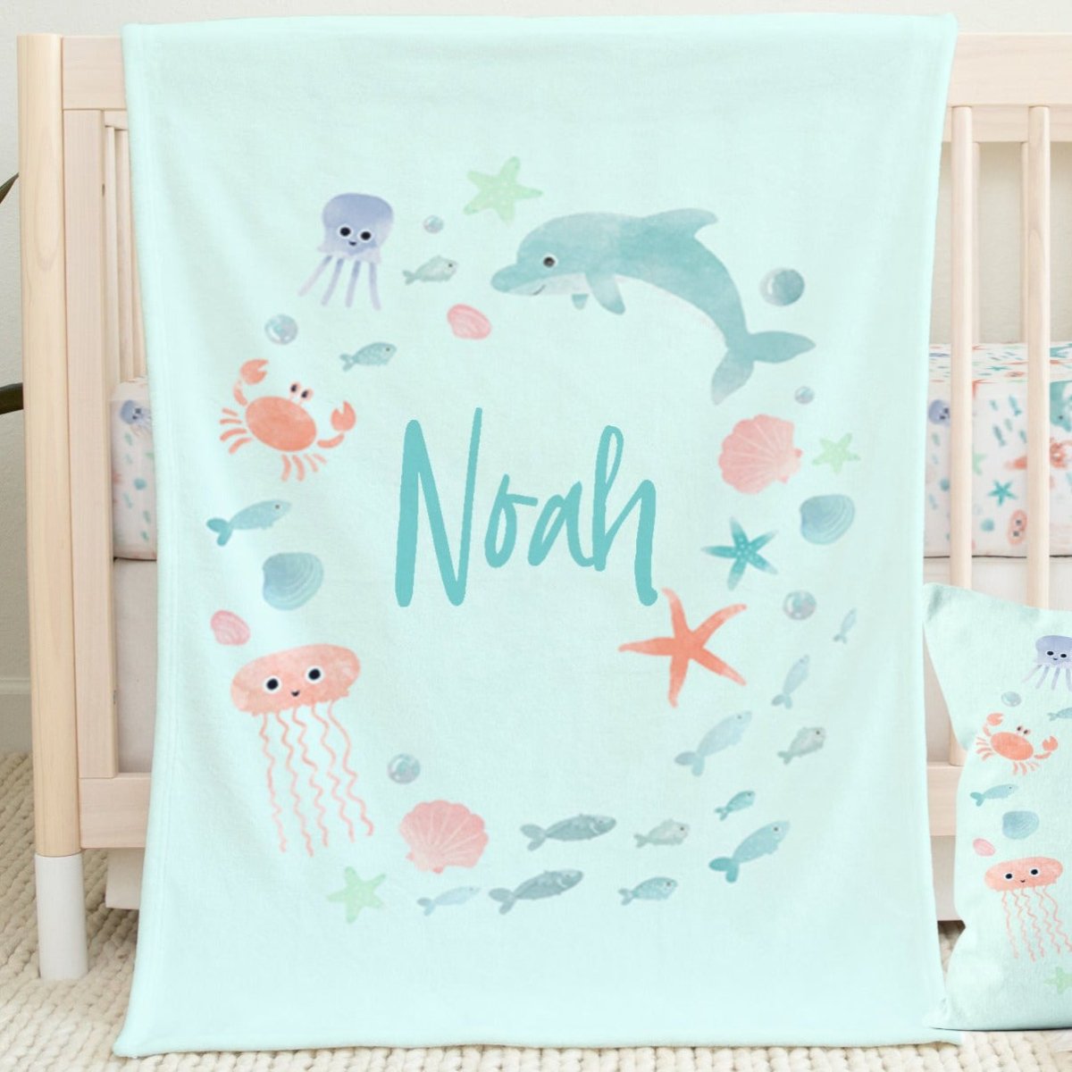 Under the Sea Personalized Minky Blanket - gender_boy, gender_girl, gender_neutral