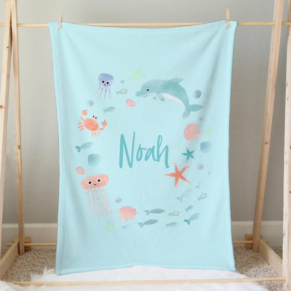 Under the Sea Personalized Minky Blanket - gender_boy, gender_girl, gender_neutral