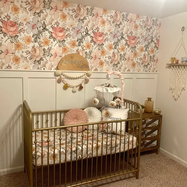 Vintage Earthy Floral Peel & Stick Wallpaper - gender_girl, Theme_Floral, Vintage Earthy Floral