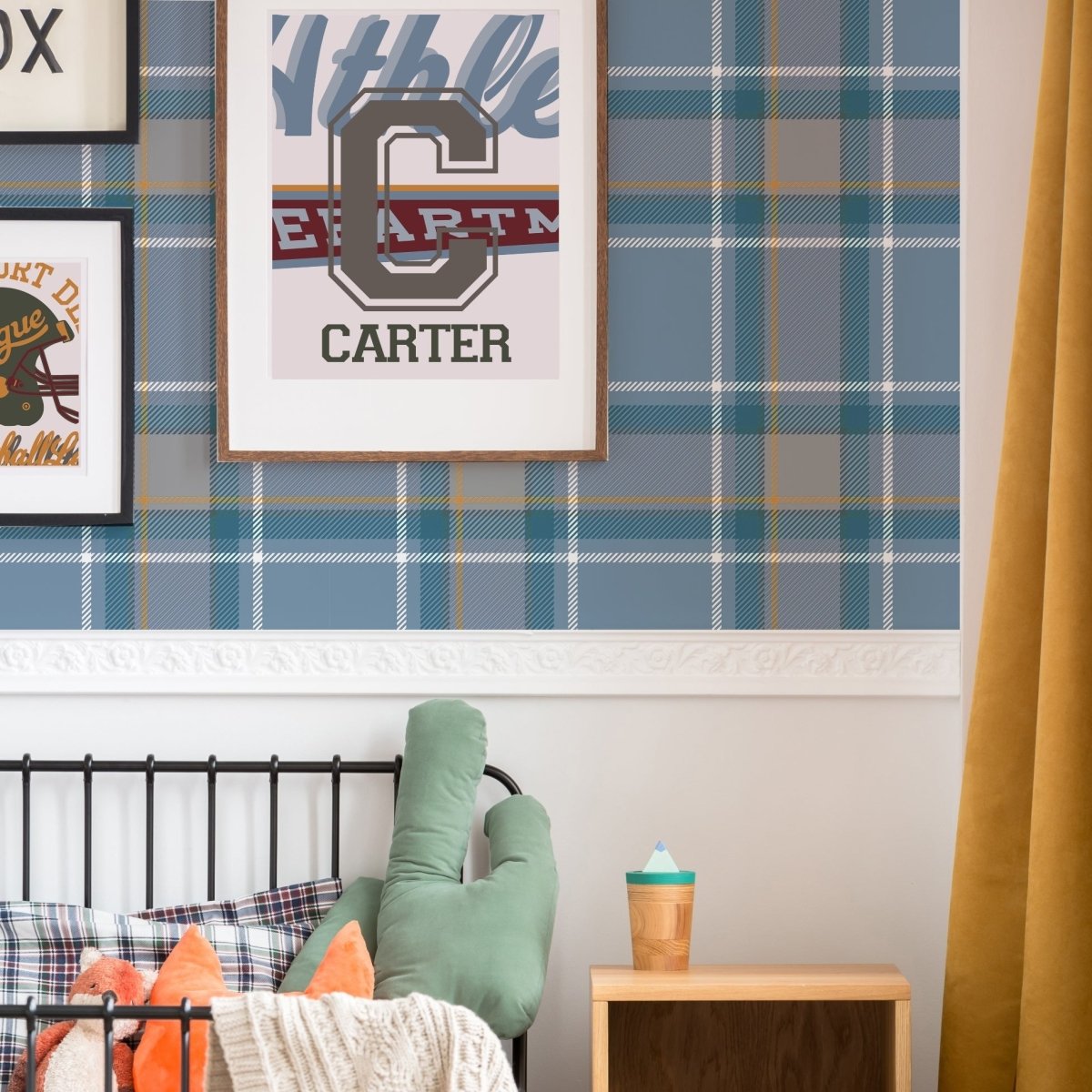 Vintage Plaid Peel & Stick Wallpaper - gender_boy, Vintage Sports,
