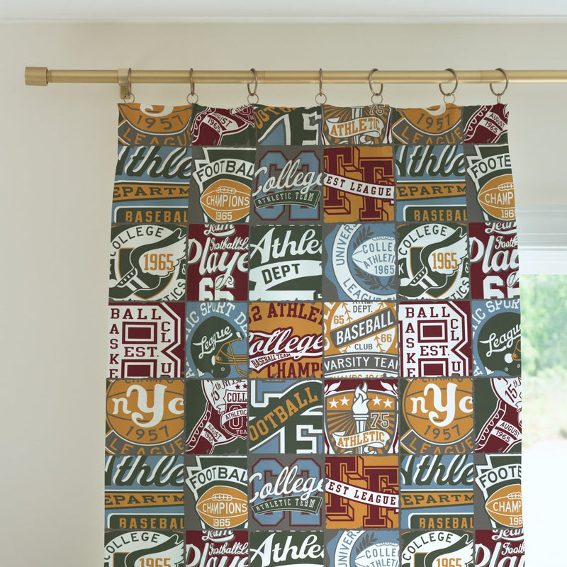 Vintage Sports Patchwork Curtain Panel - gender_boy, Vintage Sports,