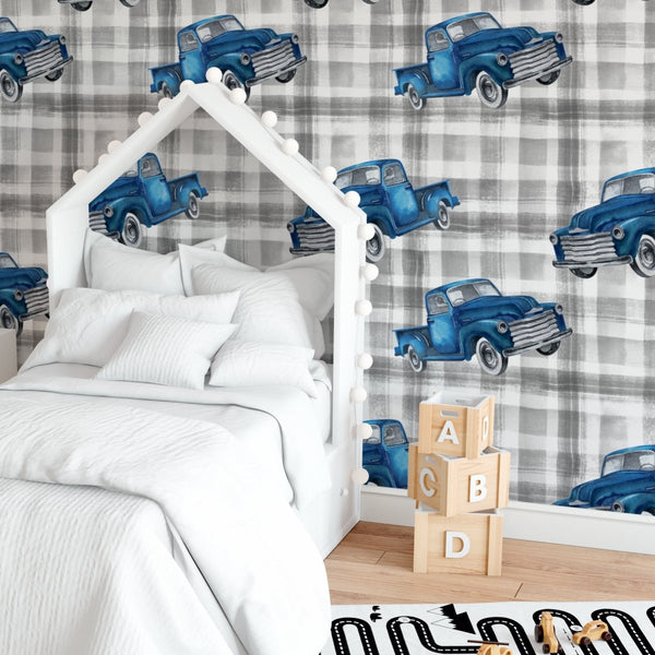 Vintage Truck Peel & Stick Wallpaper - gender_boy, Vintage Truck,
