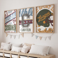 Vintage Sports Personalized Nursery Art - gender_boy, text, Vintage Sports