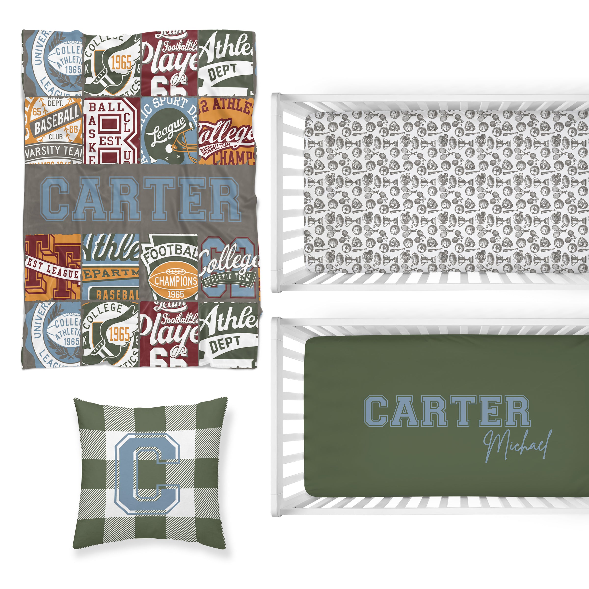 Vintage Sports Nursery Starter Crib Bedding Set