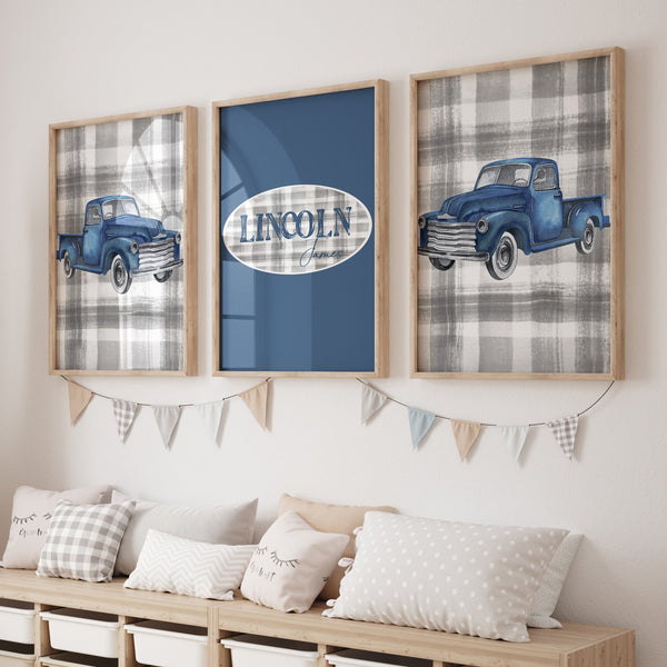 Vintage Truck Personalized Nursery Art - gender_boy, text, Vintage Truck